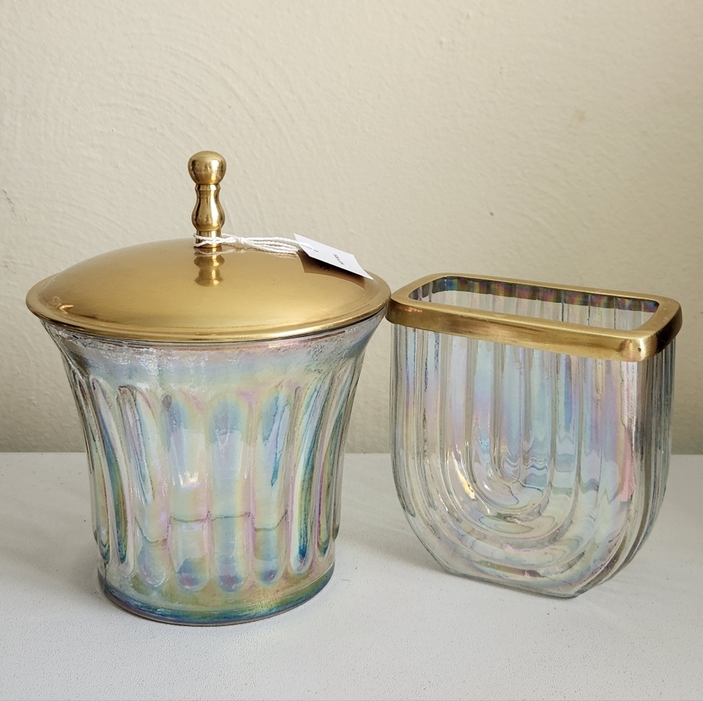 Anthropologie Noah Bath Collection Toothbrush Holder And Canister